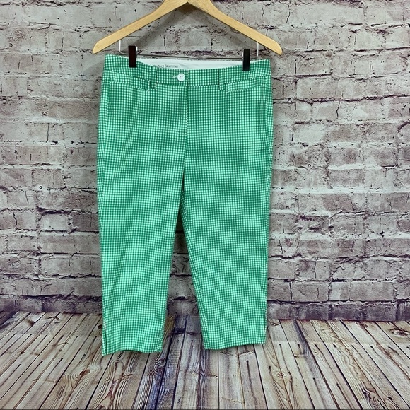 Talbots Green White Check Perfect Skimmer Capris - Picture 1 of 11